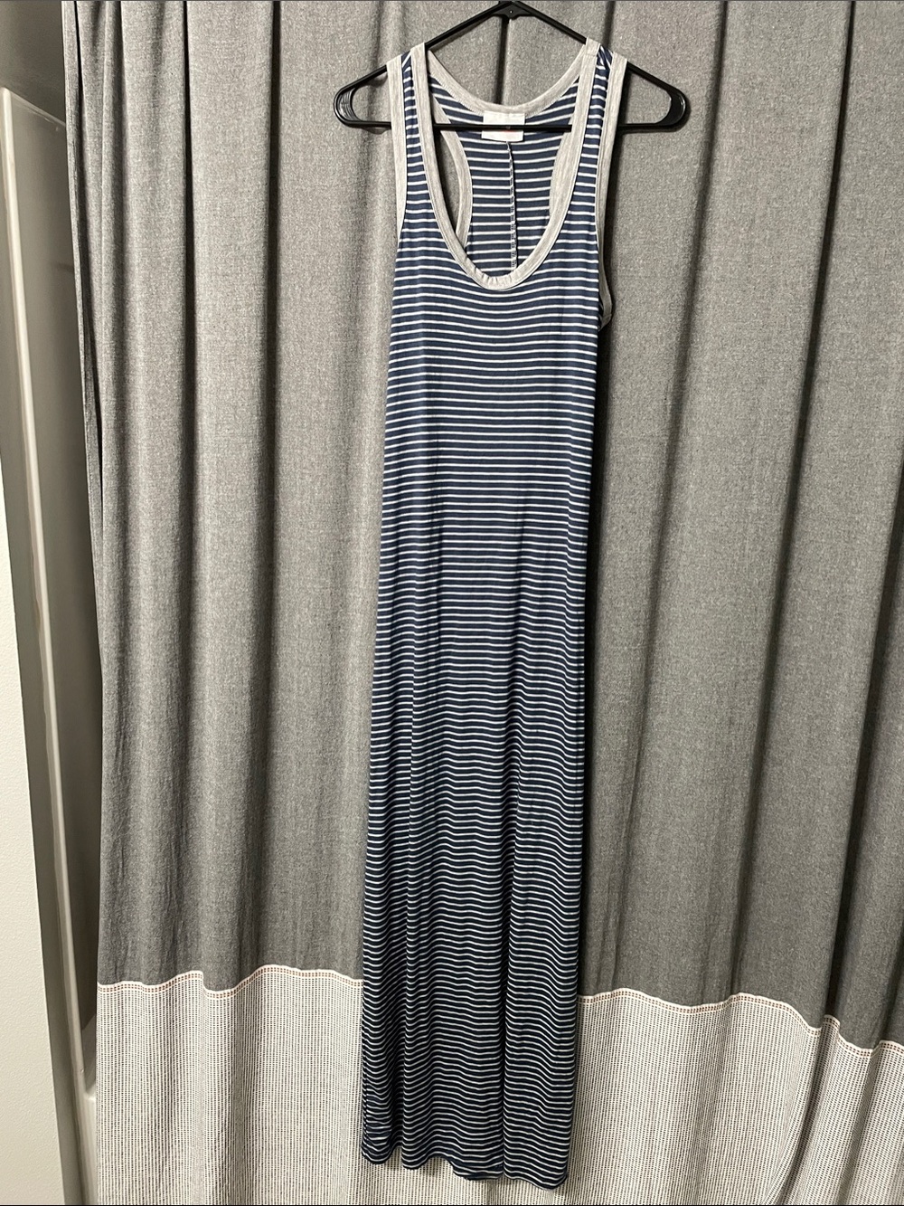 Navy & Gray Striped Racerback Maxi Dress